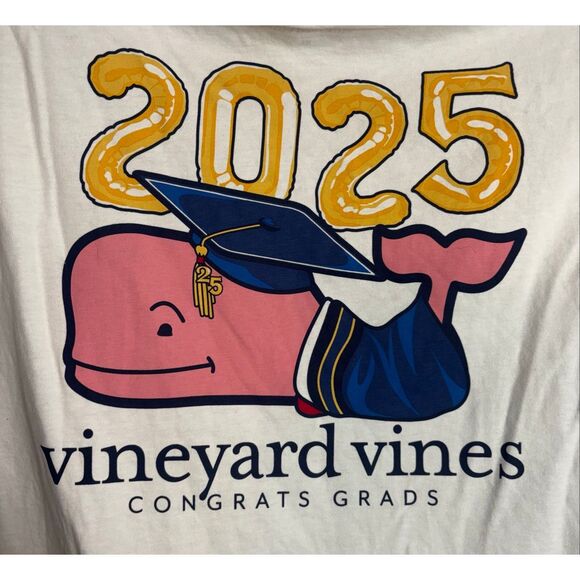 Vineyard Vines 2025 Grad Short Sleeve T-Shirt Tee Size XL Pocket White - Picture 4 of 8